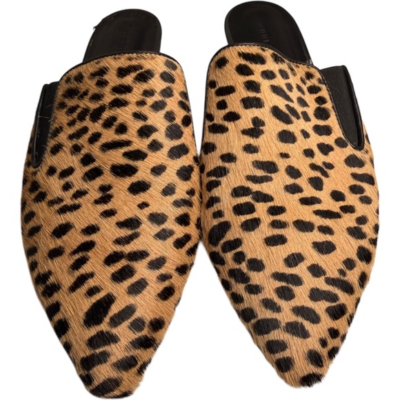 Jenni Kayne Leopard Print Calf Hair Pointed Toe Mules Women Sz 38 Quiet Luxury - Picture 11 of 12